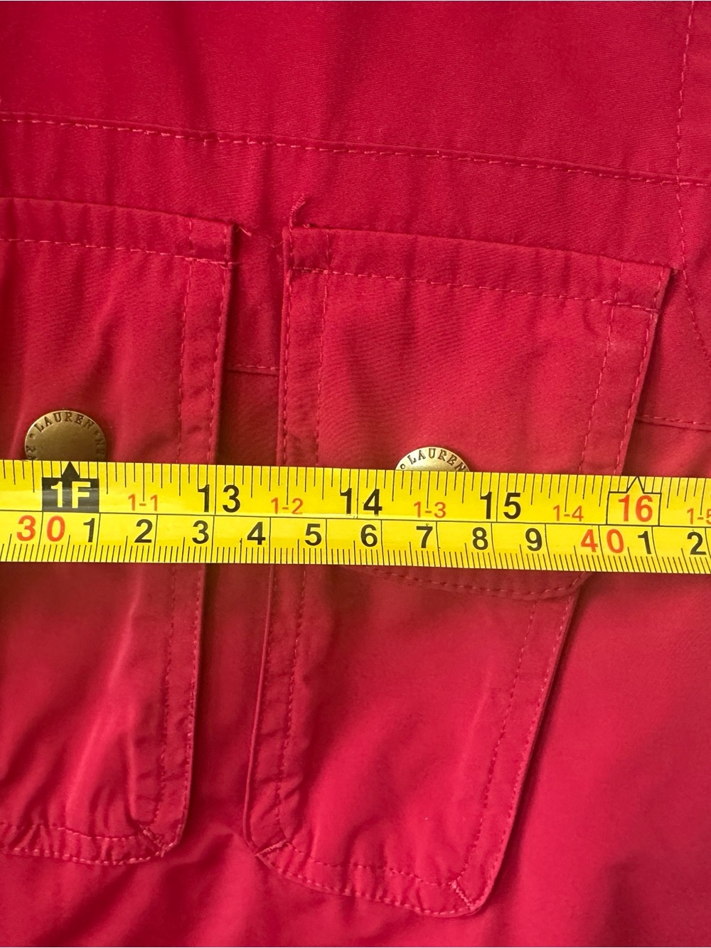 Ralph Lauren Bright Red Utility Jacket with Gold-Tone Snaps - Picture 4 of 7